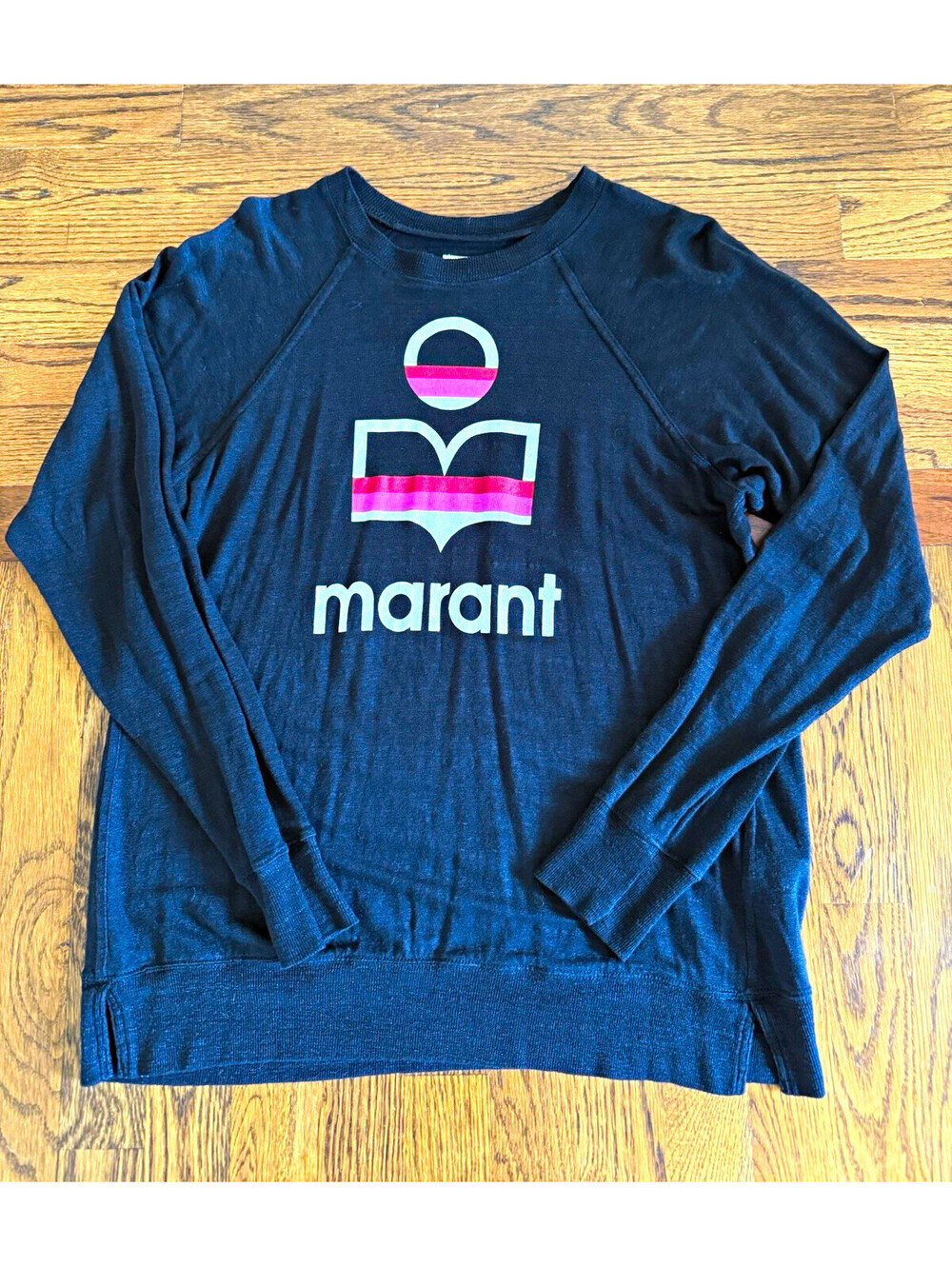 Isabel Marant รtoile KLOWIA Black Linen Graphic Tshirt Women's S